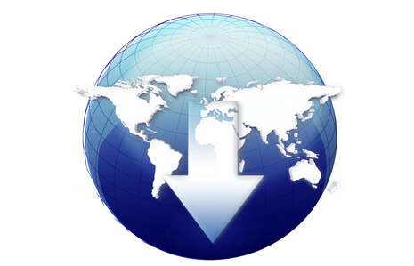 Kachel Opferbeauftragte für »Downloads« zeigt eine grafische Darstellung des Erdballs mit einem Pfeil